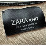 ZARA : Tan and Black Leather Trim Long Cardigan Photo 3