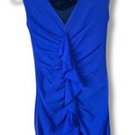 FUZZI Made In Italy Royal Blue Flutter Ruched Tulle Sleeveless Bodycon Dress XS Photo 3