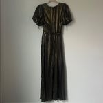 DKNY NEW  Women's Foil Chiffon Ruffle Skirt V-Neck Dress Size US 2♟️ Photo 9