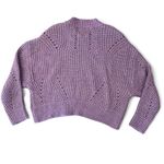 Elizabeth and James NWOT Open Stitch Crew Neck Cropped Sweater Shimmer Giada Purple Large Photo 3