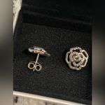 Pandora New  Sterling Silver Pave Rose Earrings Photo 3