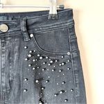 Missguided  | Black Studded Asymmetric Hem High Waist Distressed Denim Skirt Sz 8 Photo 1