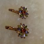 Rose Gold Color Brilliant Flower Marquise Round Multicolor Earrings Photo 14