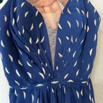 AQUA  Navy Blue & Metallic Gold Halter Maxi Dress Gown Size 0 Photo 3