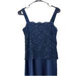 Alex Evenings Navy Blue Lace Glitter Two Piece Jacket Sleeveless Satin Dress 6 Photo 4