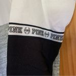 PINK - Victoria's Secret PINK Victoria’s Secret white & grey pullover V neck sweatshirt Size S Photo 2