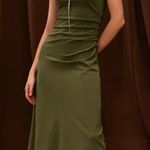 Brand New OGL Women's Size Medium Green Move Mock Neck Midi Length Dress Photo 0