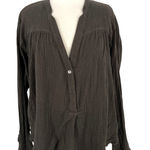 Free People  Changing Horizons Gauze Top Dark Olive Green Size Large Photo 0