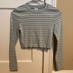 Zumiez Striped Blue & White Long Sleeve Crop Top Photo 0