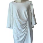 DKNY NWT   Plus Size Solid Knit Boat Neck Tulip Sleeve Sheath Dress White SZ-14W Photo 2
