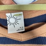 Aerie  Offline Oversized Waffle Shirt Striped blue tan Medium Photo 3