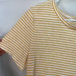 Old Navy EUC women's yellow white striped linen blend casual relaxed Tshirt M Photo 1