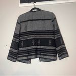 Loft Blazer Jacket Open Front Blue Lined Cotton Aztec Pattern Fringe Size Medium Photo 7