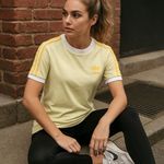 Adidas  Originals 3-Stripes Trefoil Ringer Tee Yellow White T-Shirt Size Medium Photo 0