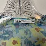 ZARA  Floral Ruffle Wrap Blouse Long Sleeve Sheer Tie Front Crop Top Boho Sz L Photo 3