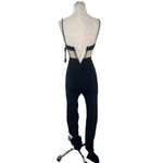 DAVID KOMA Crystal Flower Embroidered Patches Jumpsuit in Black Silver 2 New Photo 7