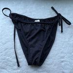 Shade & Shore Black Ribbed Tie Side Bikini Bottom Swimsuit Womens L (12-14) Photo 0