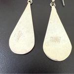 Vintage Alpaca Mexico Mexican Silver Black Enamel Abalone Inlay Teardrop Earring Photo 9