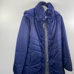 Preta LoBue Blue Hooded Puffer Coat Nylon Cold Winter Size L Photo 7