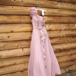 Mac Duggal 49252 Pink Iridescent One Shoulder Rosette Ball Gown Photo 6