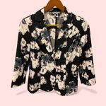 Cute black floral lightweight blazer 3/4 sleeve stretch whimsigoth coastal vamp Pink Size 8P Photo 0