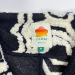 Farm Rio NWOT  Wool Blend Wild Hearts Tie-Belt Fleece Coat Size M Black White Photo 6