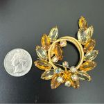 Vintage Unsigned Juliana Yellow Amber Rhinestone Crystal Open Back Brooch 22g. Photo 4