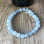 Aquamarine Stone Beads Stretchable Bracelet 7" Photo 1