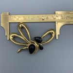 Trifari Vintage Statement Brooch Pin Signed Gold Tone Loop Bow Black Cabochon Photo 4