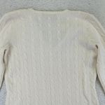 Ralph Lauren Black Label Cream Cable Knit V Neck Cashmere Sweater Womens Large Photo 7