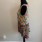 Apropos Boutique V Neck Tank Handkerchief Hem Tunic Ditsy Floral Size Medium Red Photo 3