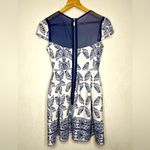 B Darlin  Blue and White A-line Patterned Dress Women’s Size 3/4 Photo 1