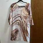 White & Gold Marble print dress NWOT Size L Photo 2