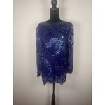 carlei lei sheer hand beaded vintage blouses scallop hem purple size 10 Photo 1