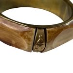 Chunky Dyed Bone Brass Bangle Bracelet Tribal Boho Hippie Chic Vintage 70s u Gold Photo 3