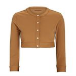 We Wore What NWT CROPPED CREWNECK CARDIGAN IN GOLD XS Photo 5