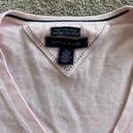 Tommy Hilfiger Sweater V Neck Pale Pink Logo Tight Thin Knit Long Sleeve Size XS Photo 1