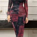 SheIn Elegant Women's Red and Black Dress Photo 0