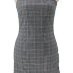 Windsor Gray Plaid Mini Dress Womens Preppy Academia Office Siren Retro Size S Photo 0
