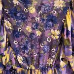 Fig and Flower Sheer Purple Floral Poet Blouse Romantic Size XL Photo 4