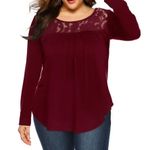 Xhilaration Vtg Y2k Retro Burgundy Lace Tunic Blouse Dark Coquette Preppy Boho L Photo 0