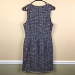 J.Crew NWT Women’s Tweed Fringe Navy Blue and White Sleeveless Sheath Dress Photo 4
