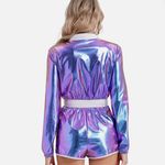 Womens Bodysuit Front Zip Jumpsuit One Piece Rompers Jazz Dance Clubwear Glossy Multiple Size XS Photo 1