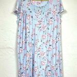 Laura Ashley  Blue Floral Sleep Shirt Dress Nightgown Womens L Pajamas Comfort Photo 0