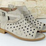 Musse & Cloud Anthro Leather Studded Peep Toe Ankle Booties Size 40 US 9 Rock Photo 0