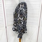 Parker Floral Ruffle Trim V Neck Long Sleeve Blouse Black Multi Small Photo 1