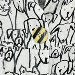 John Mark Button Down Short Sleeve Shirt Large White Black Dog Cat Print Tunic Photo 3