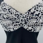 Vintage 90s Cocktail Dress Empire Waist Fit & Flare Lace Floral Black White M Size M Photo 3