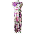 NEW Lascana Flutter Sleeve Flowy Viscose Midi Dress White Purple Pink Floral 8 Photo 1