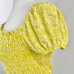 Lush Clothing New Lush Printed Puff Sleeve Smocked Crop Top Yellow Photo 7